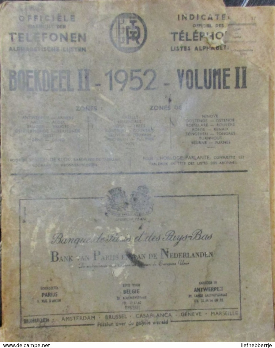 Telefoonboek - 1952 - Boekdeel II Met Oa W- En O-Vlaanderen, Antwerpen, Limburg - Oud