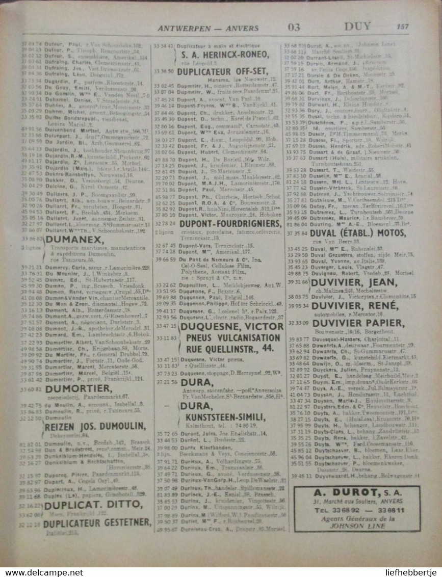 Telefoonboek - 1952 - Boekdeel II Met Oa W- En O-Vlaanderen, Antwerpen, Limburg - Antiguos