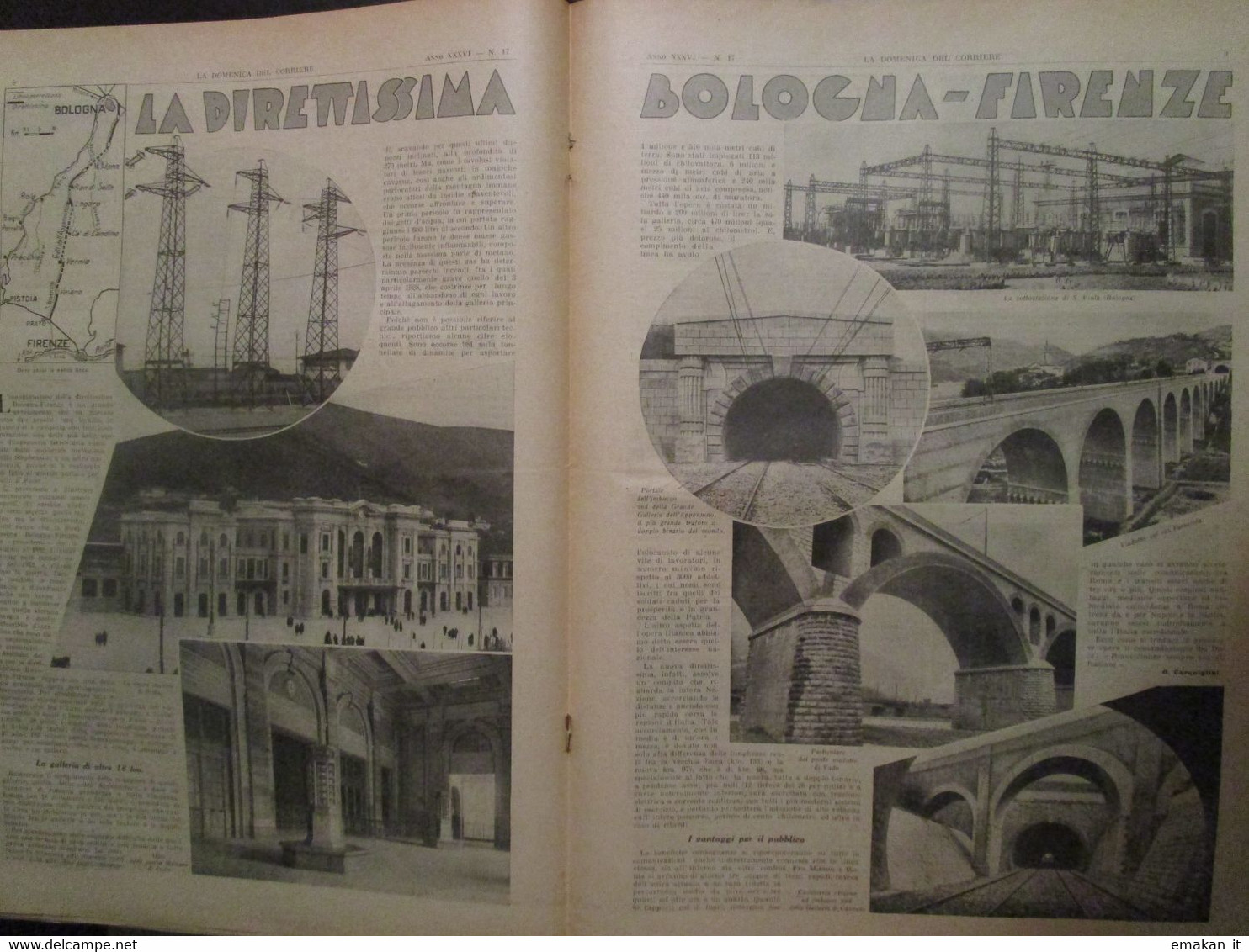 # DOMENICA DEL CORRIERE N 17 / 1934 ALPINI A ROMA / DIRETTISSIMA BOLOGNA FIRENZE / DUCE - First Editions