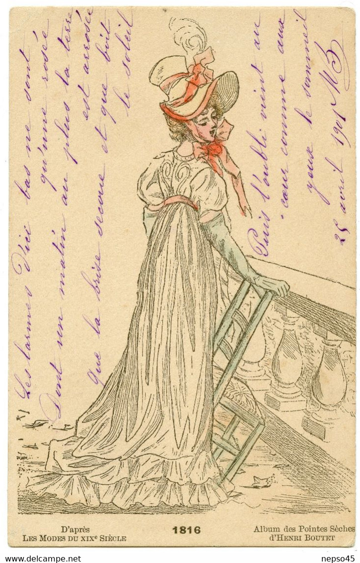 De L'album Des Pointes Sèches De L'illustrateur Henri Boutet.d'après Les Modes Du XIXe Siècle.en 1816. - Boutet