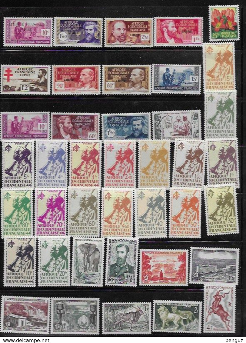 A.E.F. Lot  Divers Timbres Neufs Avec Charnières - Unused Stamps