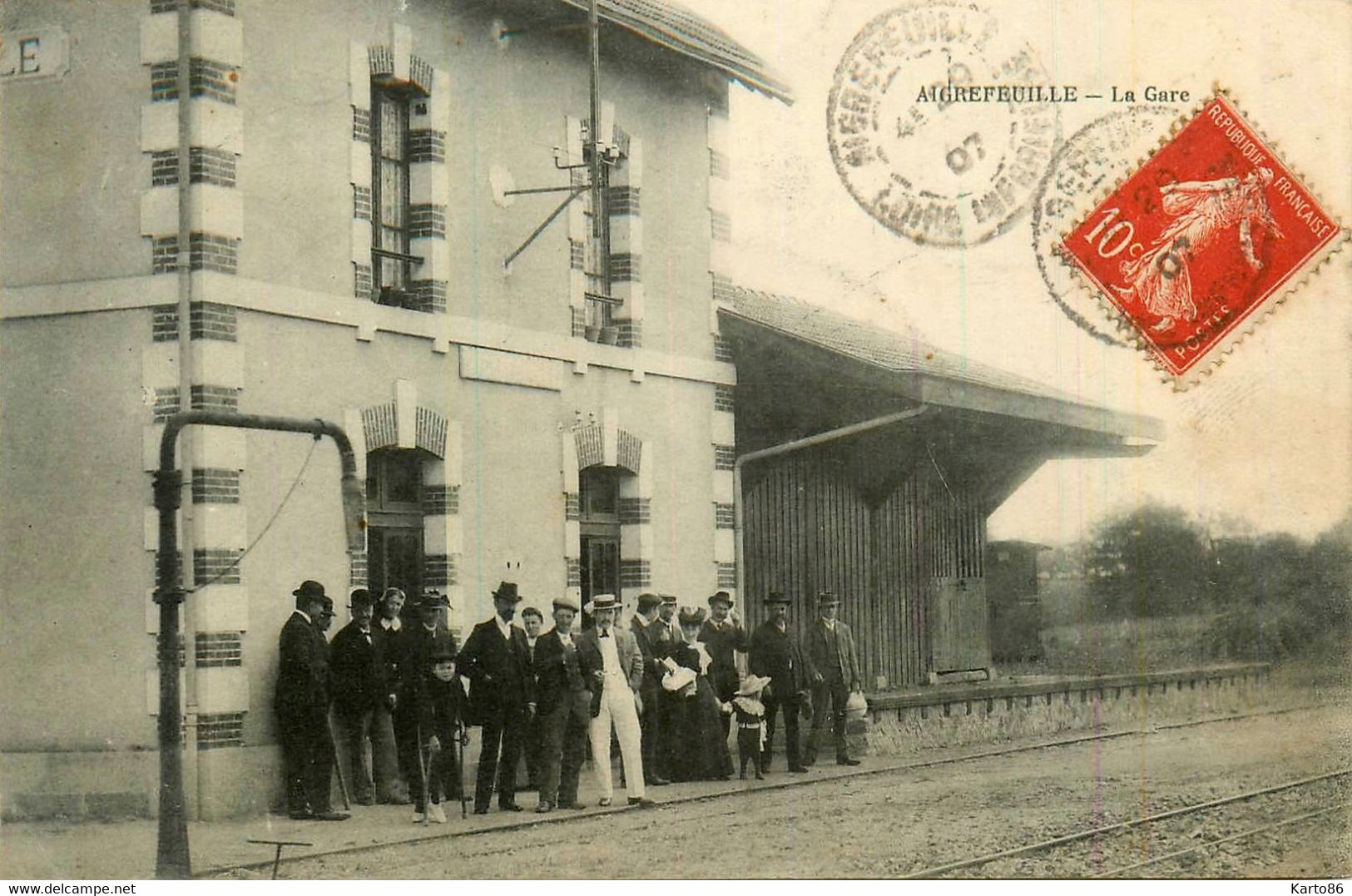 Aigrefeuille Sur Maine * 1907 * La Gare * Villageois * Ligne Chemin De Fer Loire Inférieure - Aigrefeuille-sur-Maine