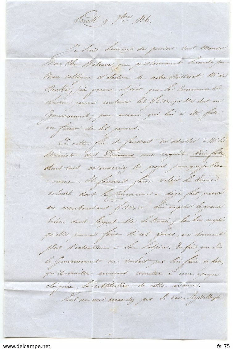 BELGIQUE - N°7 OBLITERATION A BARRES 125 + TAD VILVORDE + BOITE RURALE A SUR LETTRE AVEC CORRESPONDANCE DE PERCK, 1836 - Balkstempels: Spoorweg & Landelijke