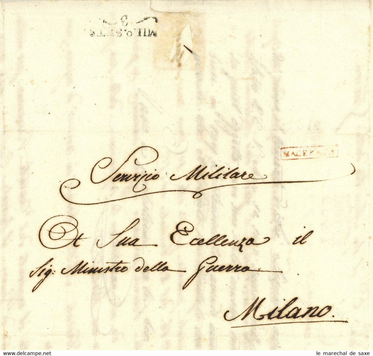 Royaume D'Italie Macerata 1809 3o Reggimento Di Linea Chesneau Armee D'Italie - Legerstempels (voor 1900)