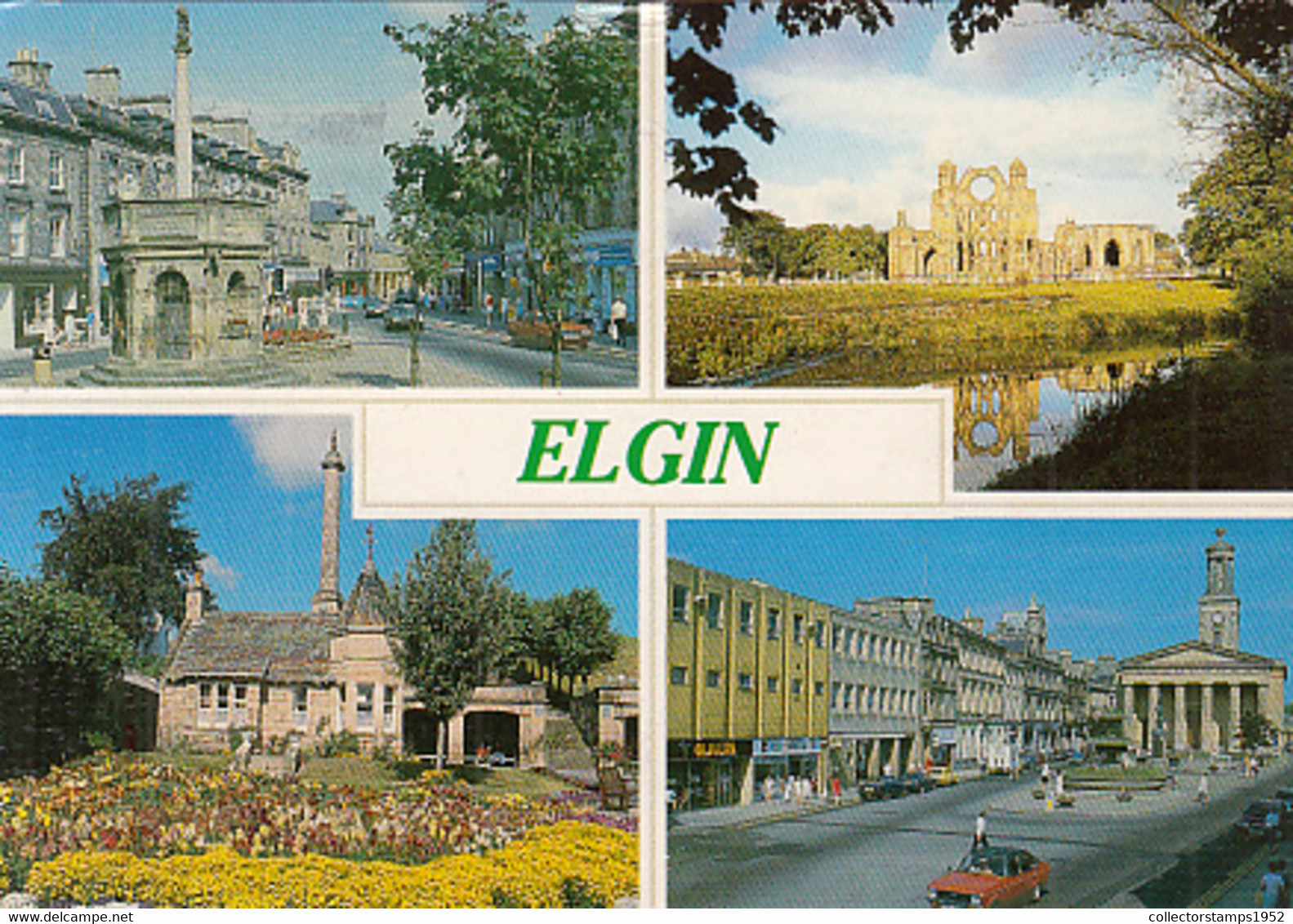 W2720-ELGIN DIFFERENT VIEWS, SQUARE, OLD RUINS, HOUSE, CHURCH, CAR - Moray