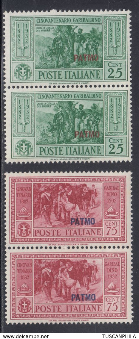 1932 Insieme Di 4 Valori In Coppiole Sass. N° 19-22 MNH** Cv 280 - Egée (Patmo)