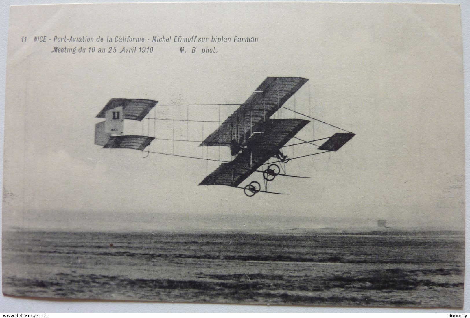 MICHEL EFIMOFF SUR BIPLAN FARMAN - MEETING DU 10 AU 25 AVRIL 1910 - PORT-AVIATION DE LA CALIFORNIE - NICE - Luchtvaart - Luchthaven