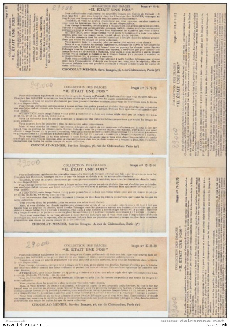 RT29.000  5 IMAGES COLLECTION IMAGES "IL ETAIT UNE FOIS.CHOCOLAT MENIER. A MERCIER.CALECHE.LEVRIER.HACHE.ECUREUIL. - Collections