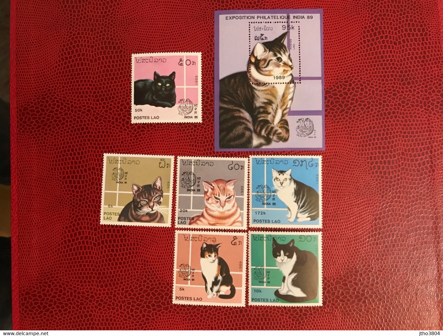 LAOS 1988 Bloc 1v Complete 6v Neuf MNH ** Mi 1124 / 1129 Bl 30 YT 896 A / F BF 10 Gato Cat Pet Katze Gatto - Gatos Domésticos