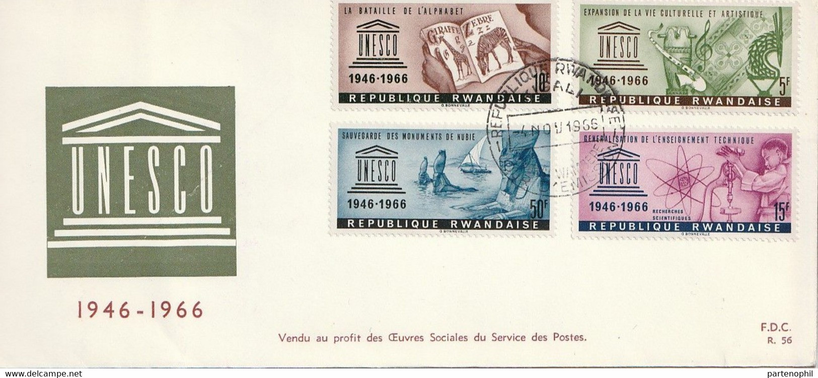 Rwanda  - Annullo 1966 Republique Rwandaise Unseco 1946 - 1966 Letter Lettera Brief Envelope - 1962-1969