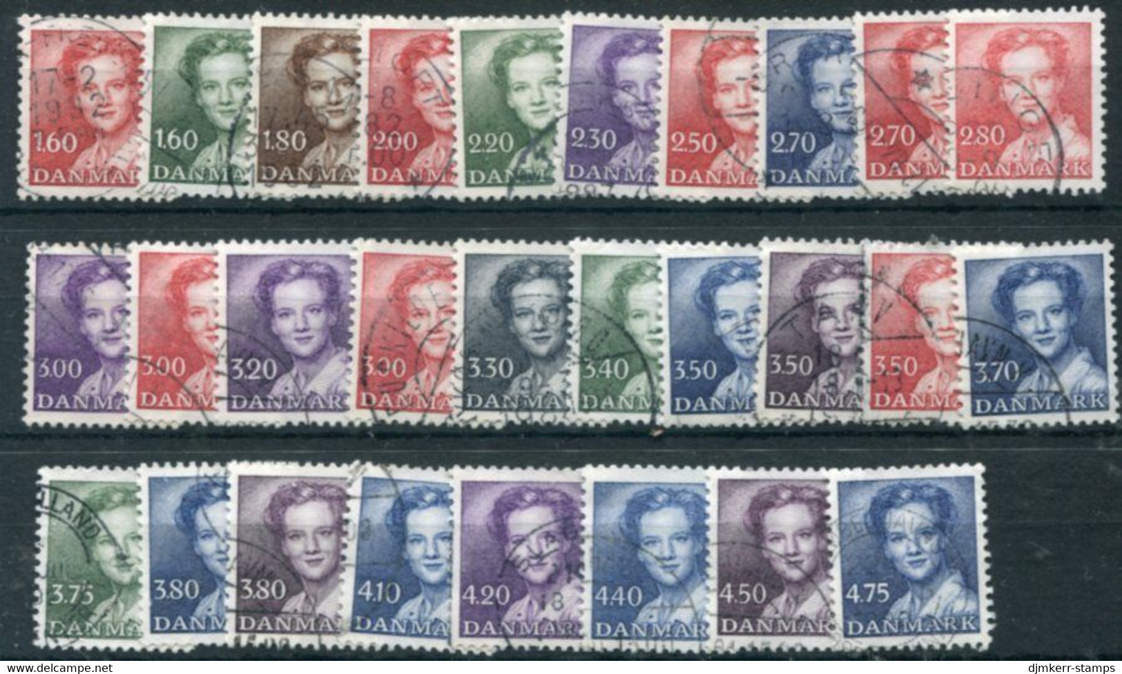 DENMARK 1982-90 Queen Margarethe Definitive Set Of 28 Used,  SG 715-39 - Used Stamps