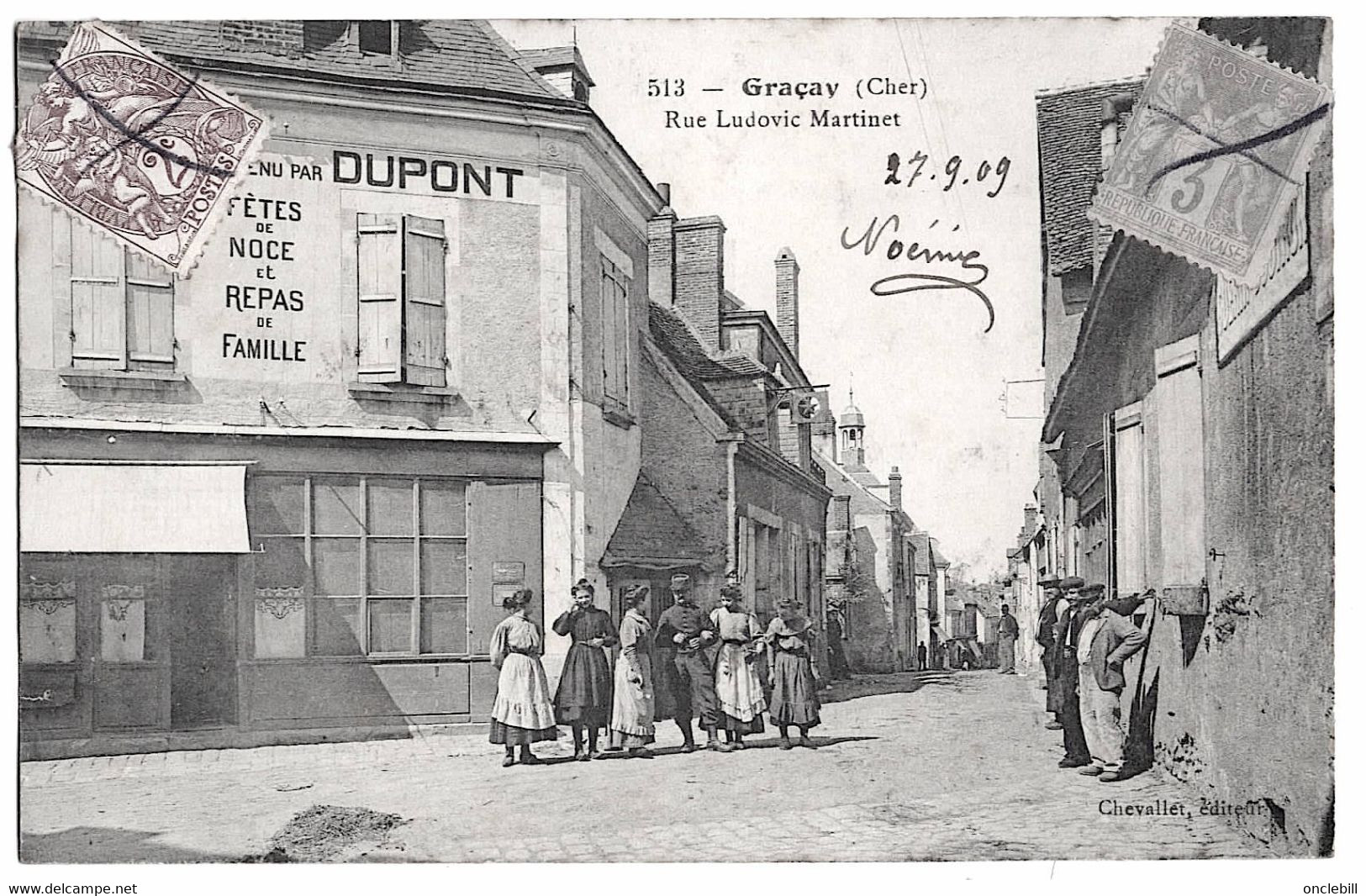 Graçay Cher CPA Rue Ludovic Martinet 1909 état Superbe - Graçay