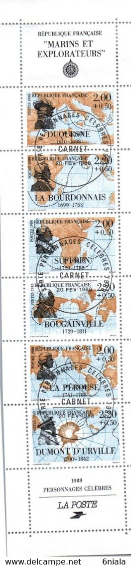 10630 TIMBRES Du CARNET MARINS Et EXPLORATEURS  Oblitéré Du 20 Février 1989 Personnages Célèbres  ( 2517 à 2522) - Personajes