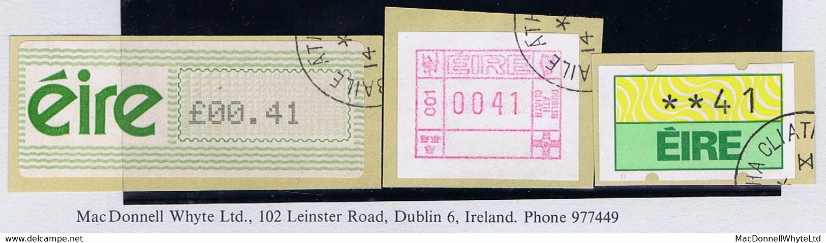 Ireland Automatic Postage Labels 1990 Frama 41p, Klussendorf 41p, Amiel/PB 41p, Fine Used On Pieces - Viñetas De Franqueo (Frama)