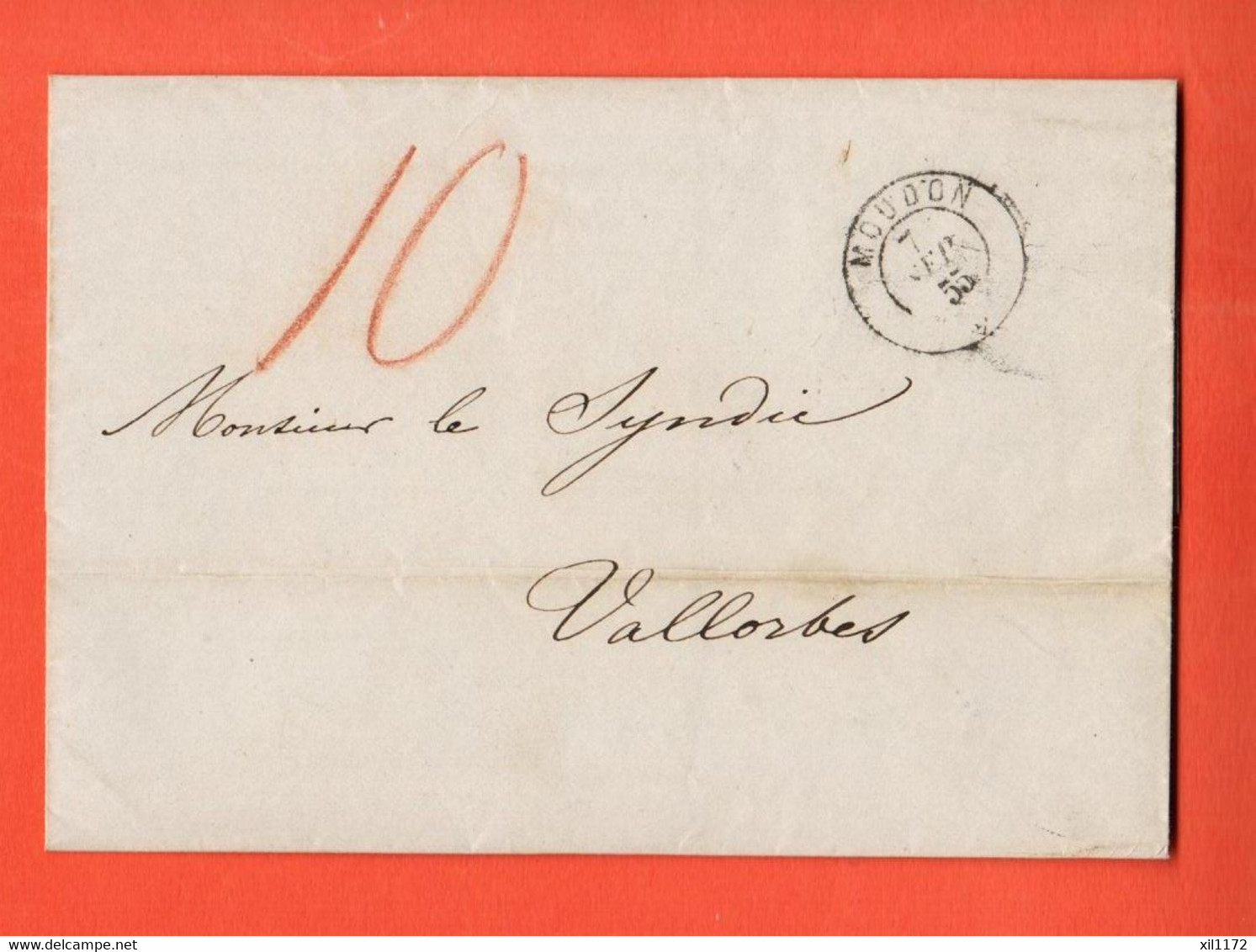 ZPT-39 Pré-philatélie Enveloppe Cachet Moudon 7 Septembre 1855 Pour Vallorbe - 1843-1852 Timbres Cantonaux Et  Fédéraux