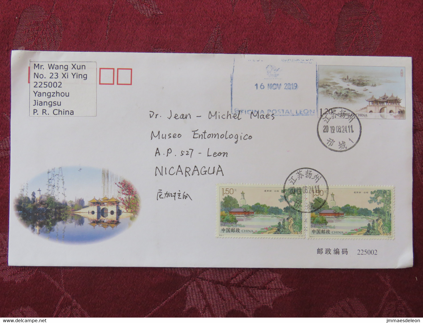 China 2019 Cover To Nicaragua - Landscape - Temple - Rivers - Covers & Documents