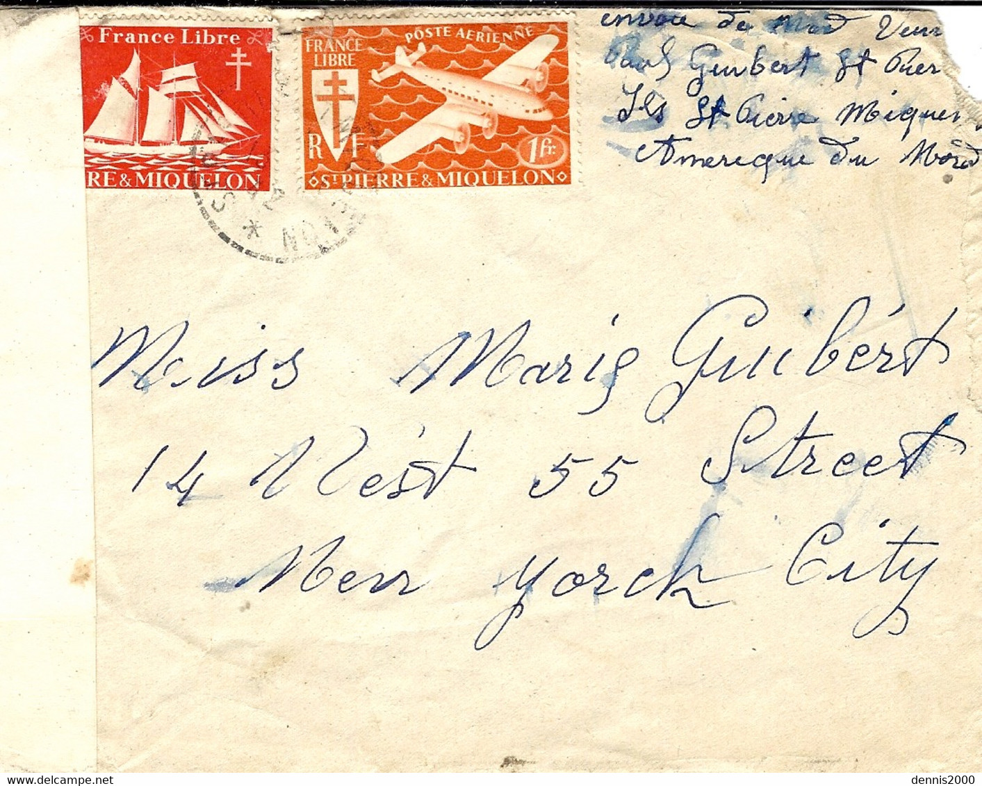 1942- Enveloppe  Affr. 1,50 F  +1 F  Pour Les U S A   Censure Américaine  D B / 106 - Storia Postale