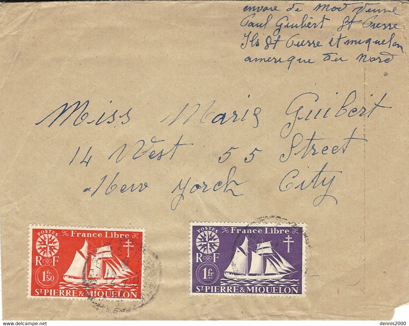 1942- Enveloppe  Affr. 1,50 F  +1 F  Pour Les U S A   Censure Américaine  D B /   C.128 - Storia Postale