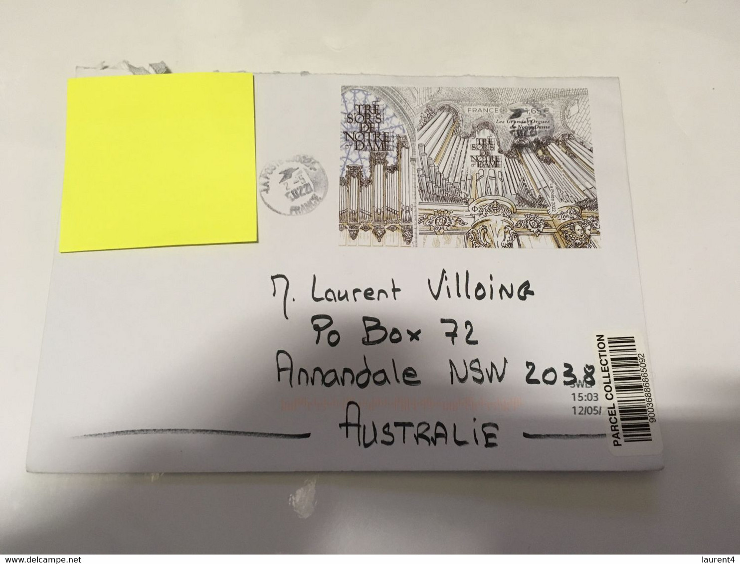 (1 G 4) 1 Large Letter Posted From FRANCE To Australia During COVID-19 Crisis (with 1 Notre Dame M/s Stamps) 26 X 17 Cm - Briefe U. Dokumente