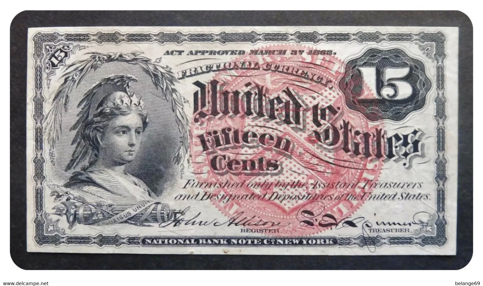 Etats Unis D'Amérique - 15 Cents - 3 Mars 1863 - Billetes De Estados Unidos (1862-1923)