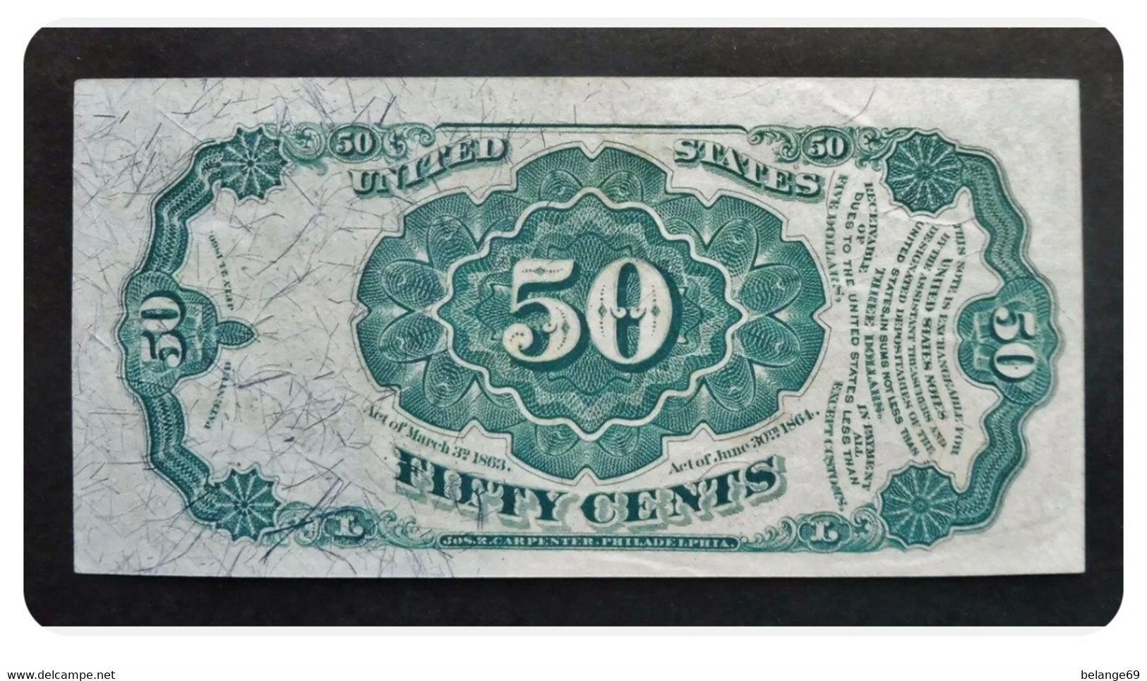Etats Unis D'Amérique - 50 Cents - Série 1875 - Billetes De Estados Unidos (1862-1923)