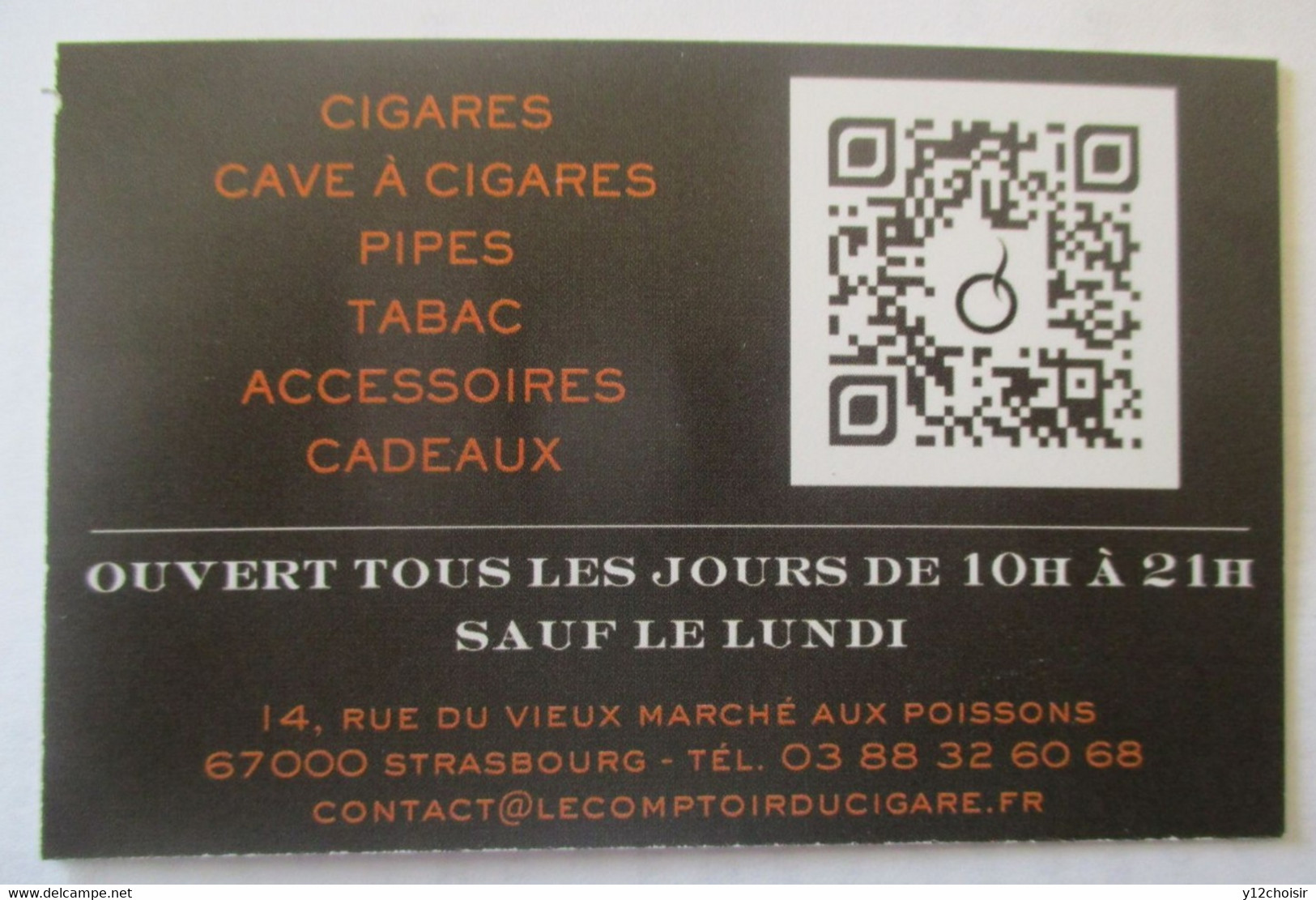 CARTE DE VISITE LE COMPTOIR DU CIGARE PIPE TABAC STRASBOURG - Autres & Non Classés