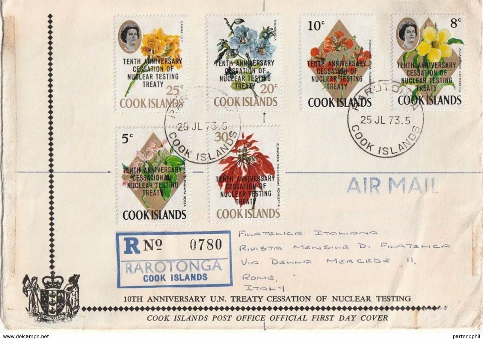 Cook Islands New Zealand  - Annullo 1973 FDC Rarotonga  Letter Brief Lettera Flower Stamps - Lettres & Documents