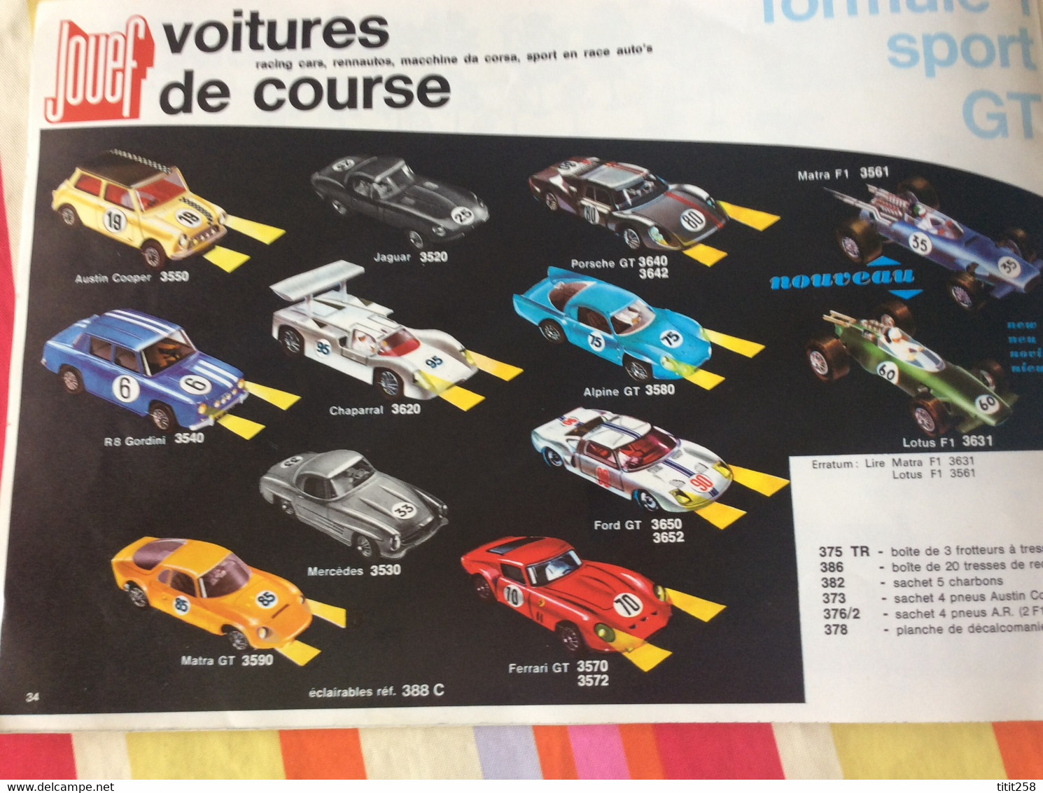 Catalogue Trains Circuit Automobiles  Jouef 1970 / 71 . Verdeun Bordeaux 33 Gironde