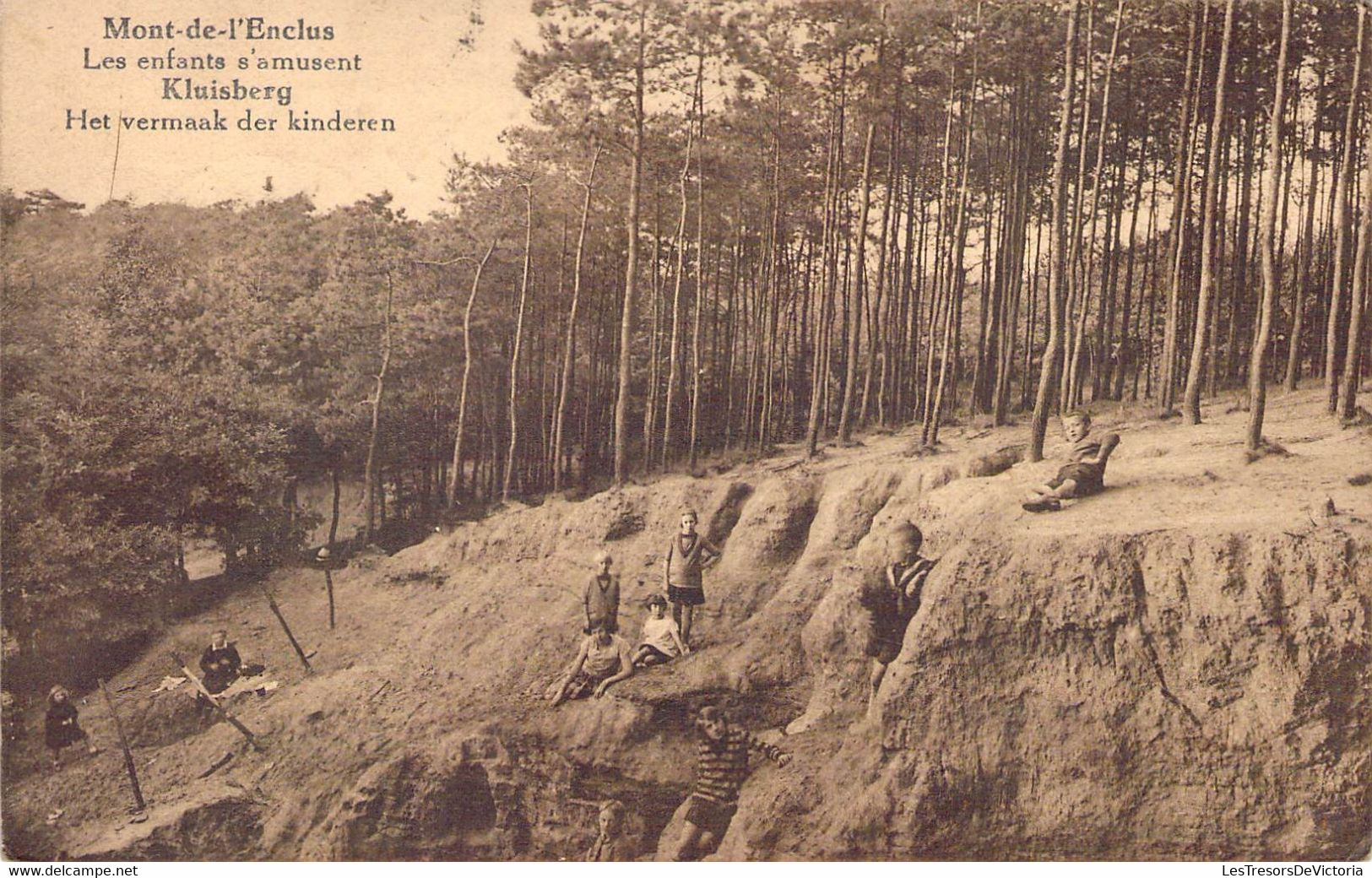 CPA Mot De L'enclus - Les Enfants S'amusent - Kluisberg - Het Vermaak Der Kinderen - Taxe - Oblitéré à Amougies En 1933 - Mont-de-l'Enclus