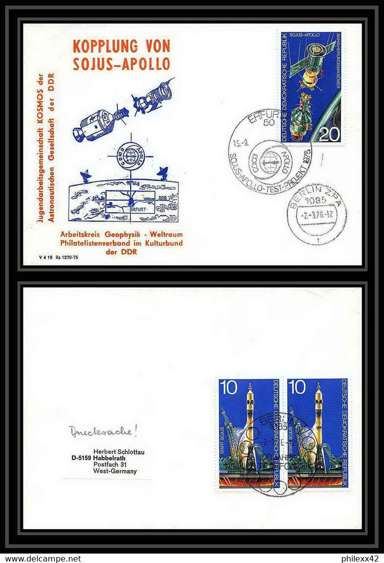 7855/ Espace (space) Lettre (cover) 2/3//1976 APOLLO Soyuz (soyouz Sojus) Project Allemagne (germany DDR) - Europa