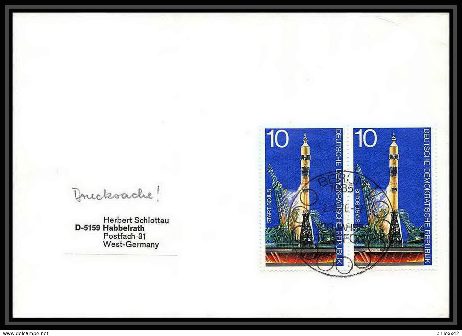 7855/ Espace (space) Lettre (cover) 2/3//1976 APOLLO Soyuz (soyouz Sojus) Project Allemagne (germany DDR) - Europa