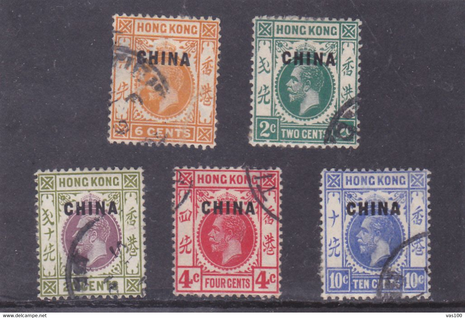 BRITISH P.O.s IN CHINA 1917-21 'CHINA' 5 STAMPS USED - Oblitérés