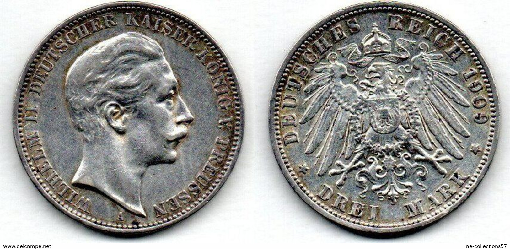 Prusse - Prussen 3 Mark  1909 A TTB - Groschen & Andere Kleinmünzen