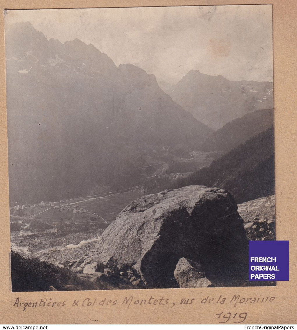 Vue Argentière & Col Des Montets Depuis Moraine Du Glacier - Chamonix Mont-Blanc Photo Stéréoscopique 1919 Alpes C7-4 - Photos Stéréoscopiques