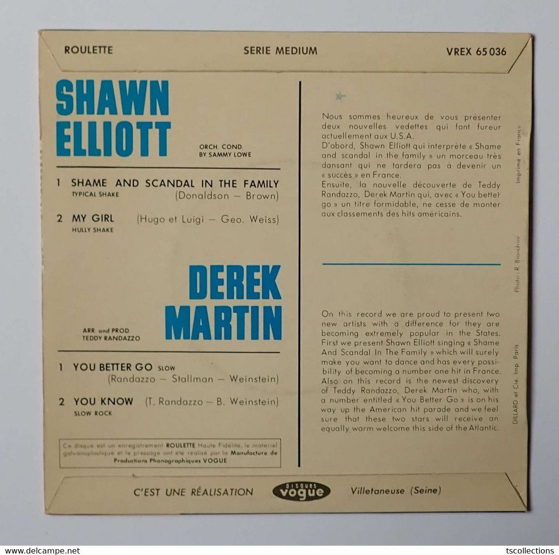 Shawn Elliott - Shame And Scandal, Derek Martin - You Better Go - Musiques Du Monde