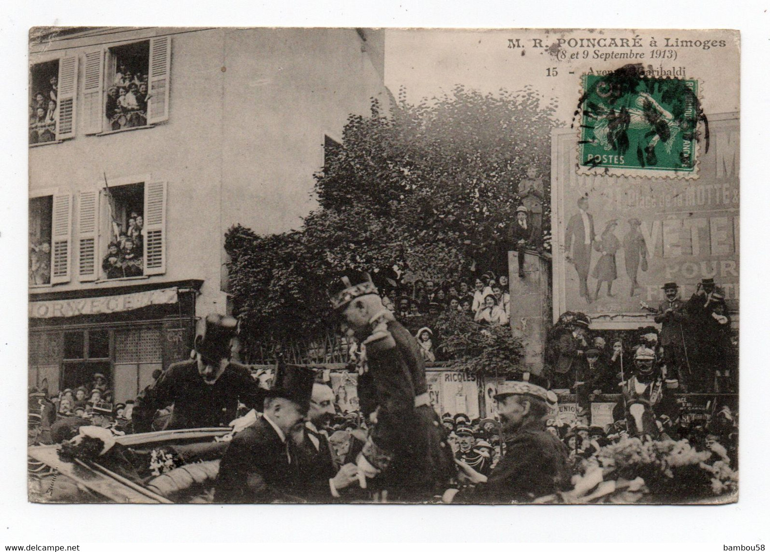 LIMOGES * HAUTE VIENNE * PRESIDENT RAYMOND POINCARE * AVENUE GARIBALDI * Carte N° 15 * Animation * AFFICHE - Saint Germain Les Belles