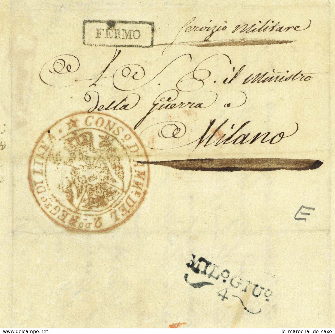 Royaume D'Italie 1809 FERMO 2o Reggimento Di Fanteria Di Linea Isole Ioniche 2e Regiment D'infanterie Regno D'Italia - Marques D'armée (avant 1900)