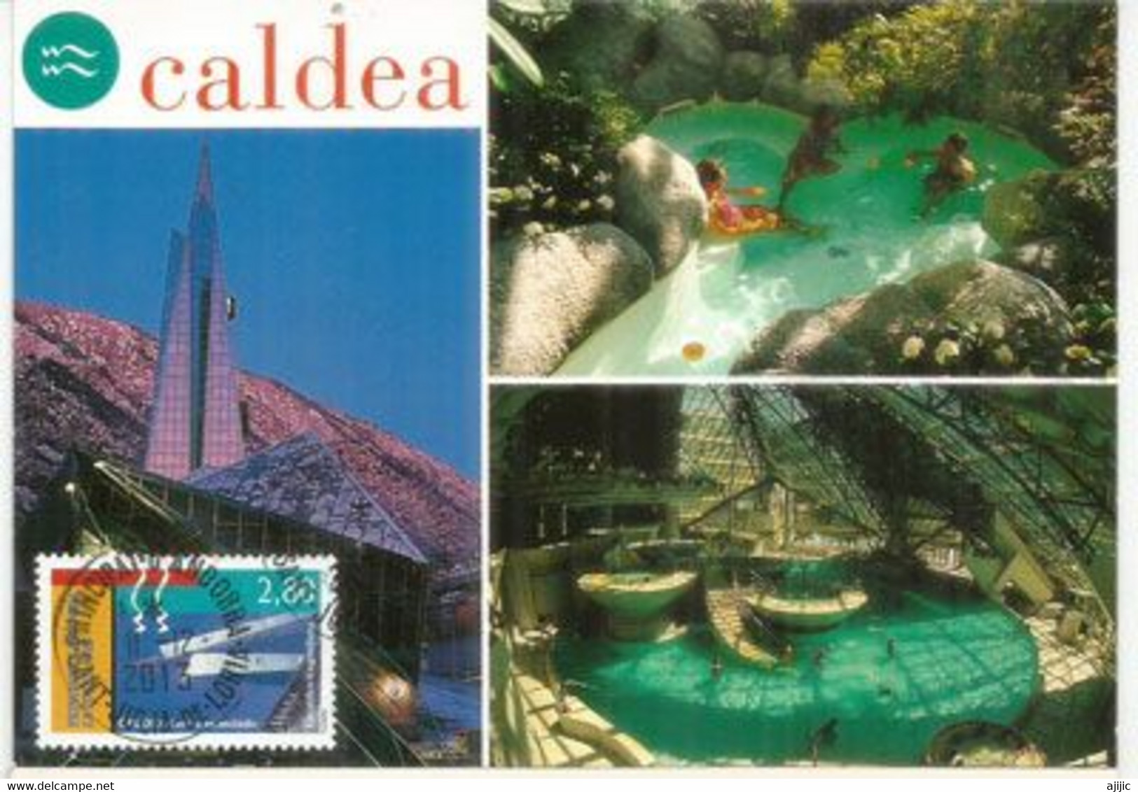 Caldea Spa Resort In Escaldes-Engordany, Andorra. (Europe's Largest Spa)  Maximum-Card,oblitération 2013 - Covers & Documents