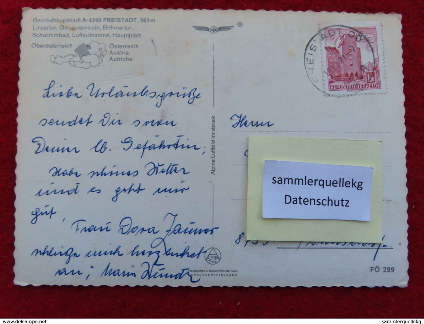 AK: Bezirkshauptstadt Freistadt, Gelaufen 19. 7. 1971 (Nr.3065) - Freistadt