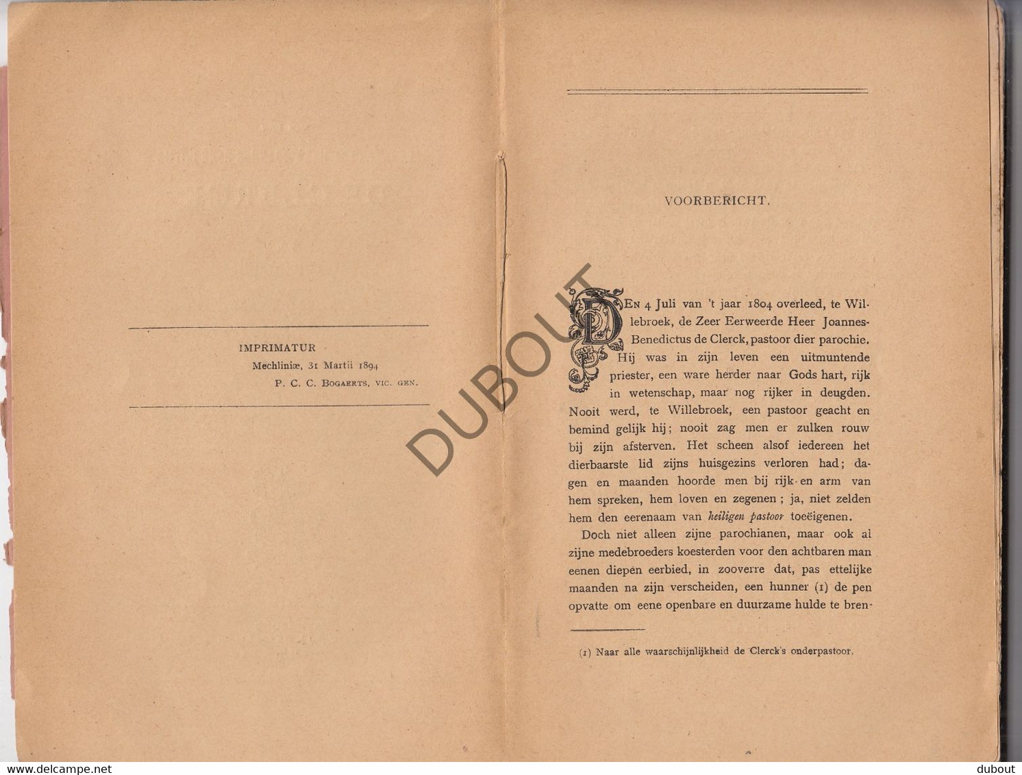 WILLEBROEK - Leven Van Eerwaarde Heer J-B De Clerck - A.M.J. Van Meel, Pastoor Van Diest - 1894    (V1200) - Antique