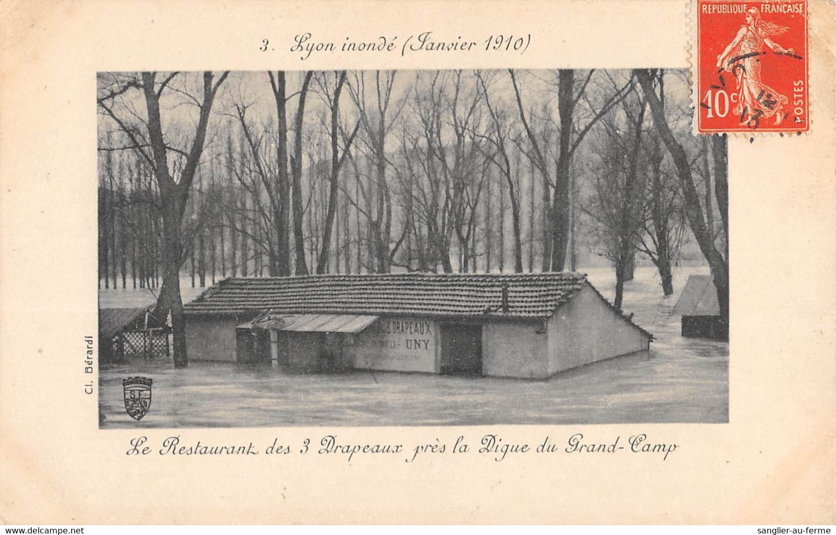 CPA 69 LYON INONDE 1910 LE RESTAURANT DES 3 DRAPEAUX PRES LA DIGUE DU GRAND CAMP - Other & Unclassified