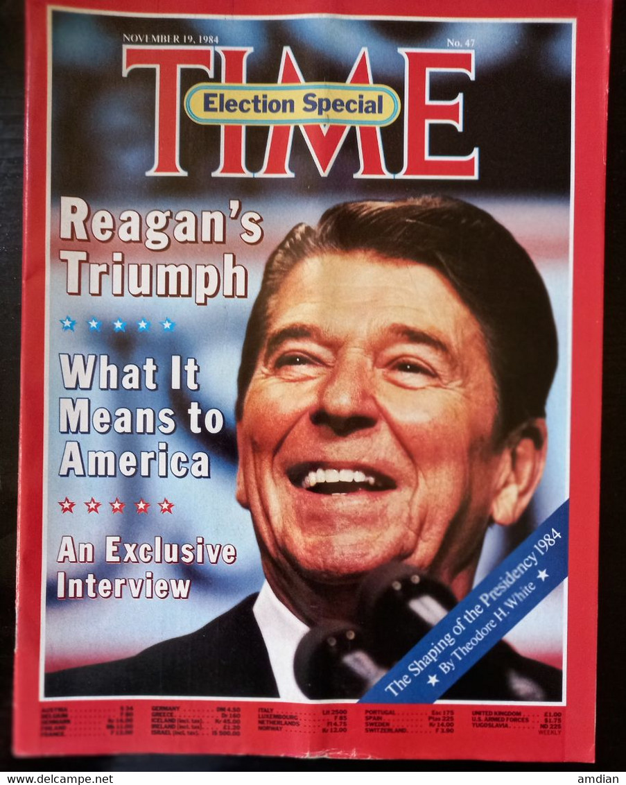 Reagan's Triump, US Election Special TIME Magazine November 19 1984 No 47 - Rajiv Gandhi - George Stubbs - Autres & Non Classés