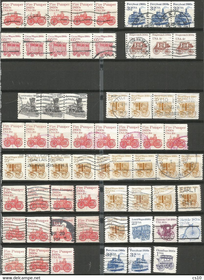USA 1981/1995 Transportation Series # 11 Scans Numbers Lines Miscut Misperf Variety Strips21 Etc - Rollenmarken