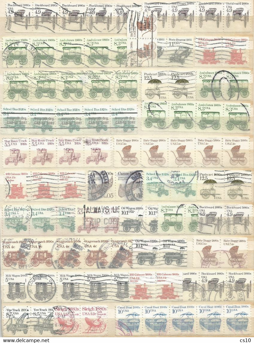 USA 1981/1995 Transportation Series # 11 scans Numbers Lines Miscut Misperf Variety Strips21 etc