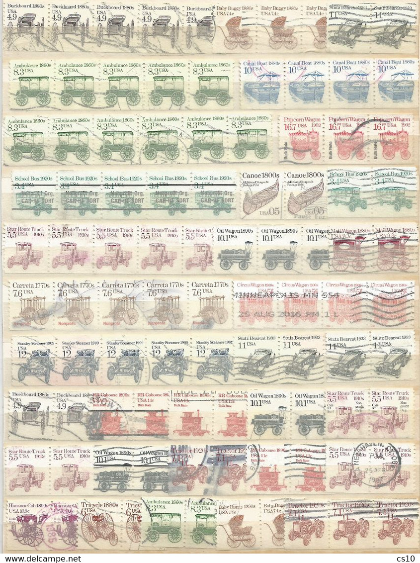 USA 1981/1995 Transportation Series # 11 scans Numbers Lines Miscut Misperf Variety Strips21 etc