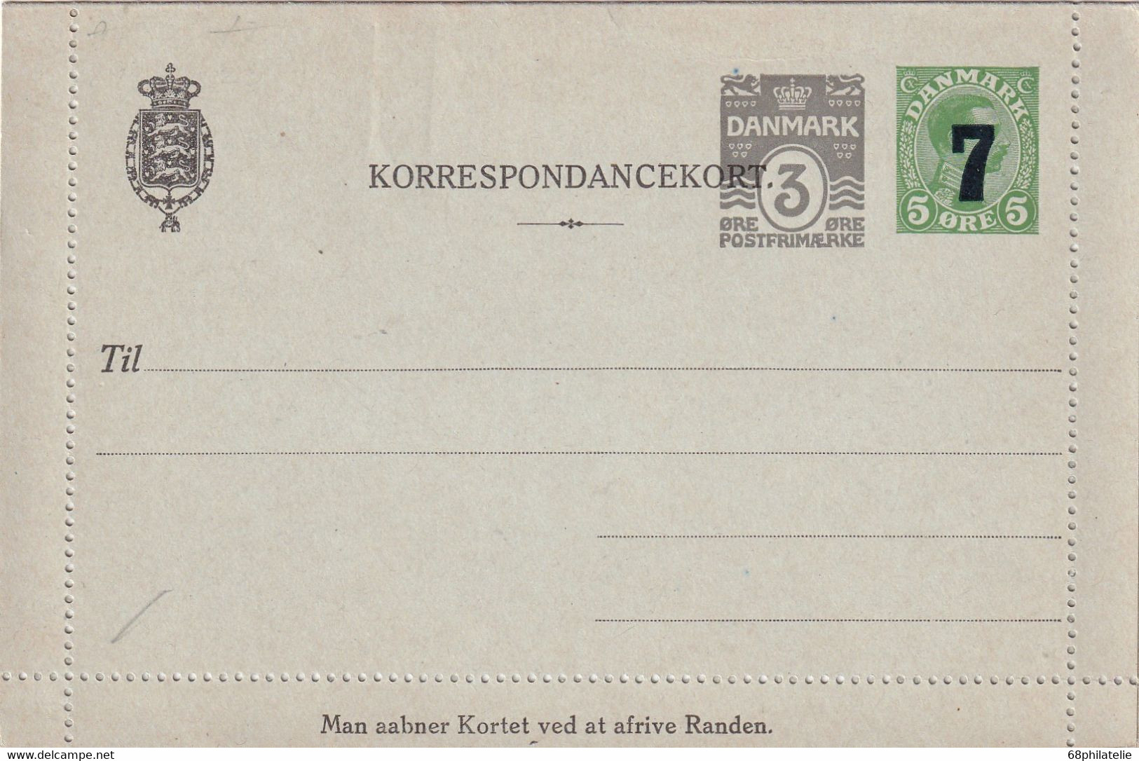 DANEMARK        ENTIER POSTAL/GANZSACHE/POSTAL STATIONERY    CARTE-LETTRE - Postwaardestukken