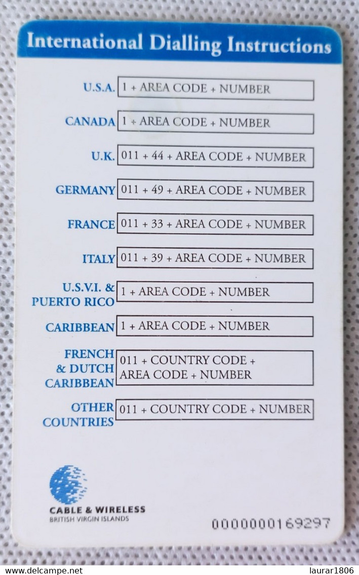 TELECARTE PHONECARD CHIP - ILES VIERGES BRITANIQUES (BVI) - CABLE & WIRELESS - 10 $ - 1998 - EC - Jungferninseln (Virgin I.)