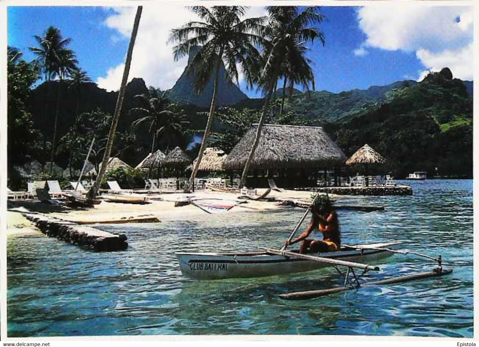 ►   Jeune Tahitienne En Pirogue - CLUB BALI HAI Moora  (Timbre Collection Verso) Polynésie Française - Polynésie Française