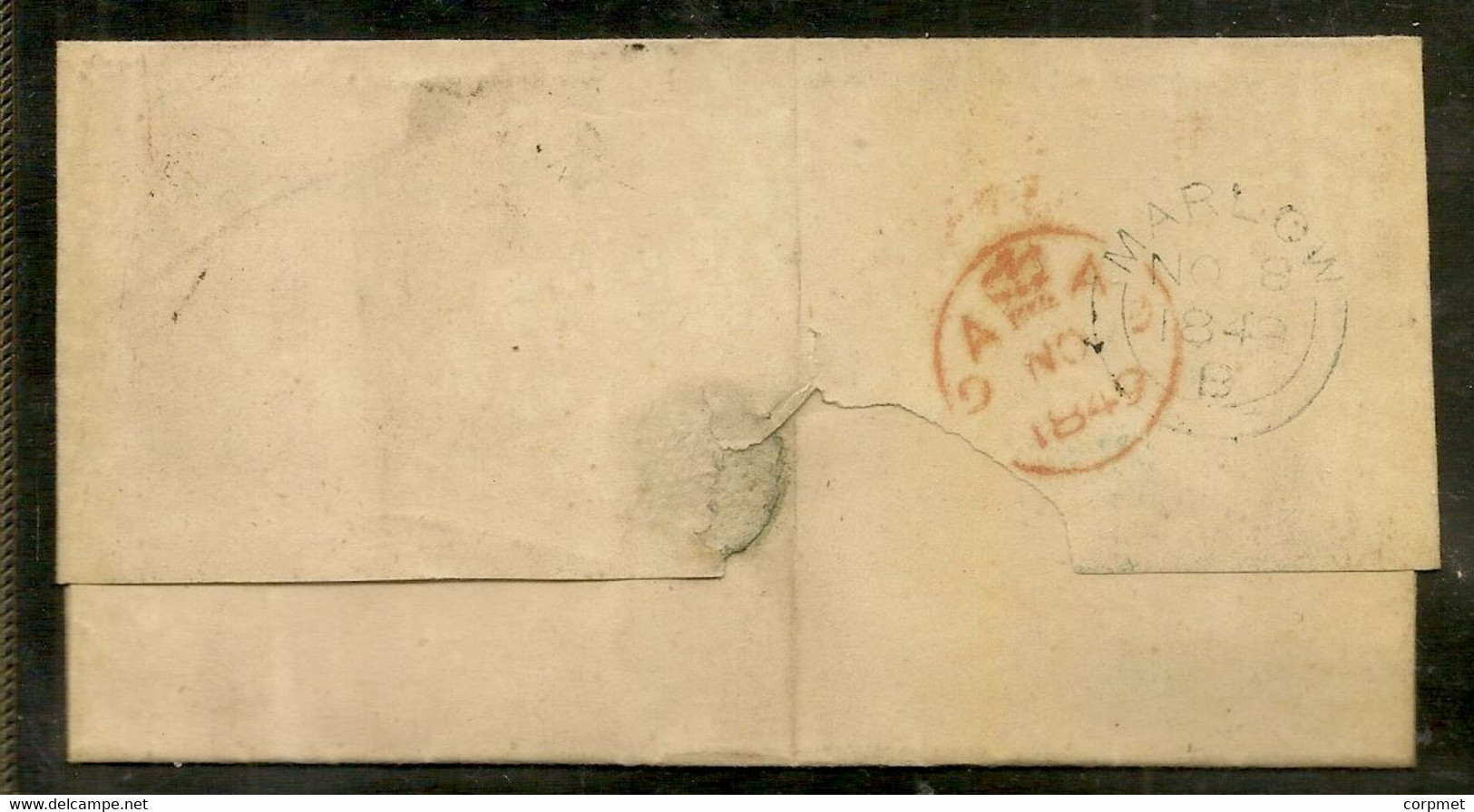 UK 1849 1d VERY BLUE PAPER Numbered City Oval Cancel MARLOW -plate 90 Frame Stamp -back MARLOW Blue And CROWN Red CANCEL - Lettres & Documents