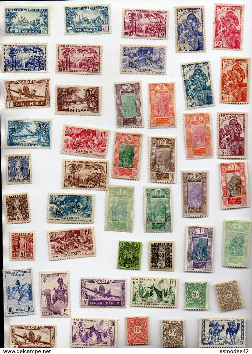 GUINEE SENEGAL MAURITANIE  ETC  LOT DE 45 TIMBRES NEUFS  GOMME  AVEC  CHARNIERE    LOT 61 - Otros - África